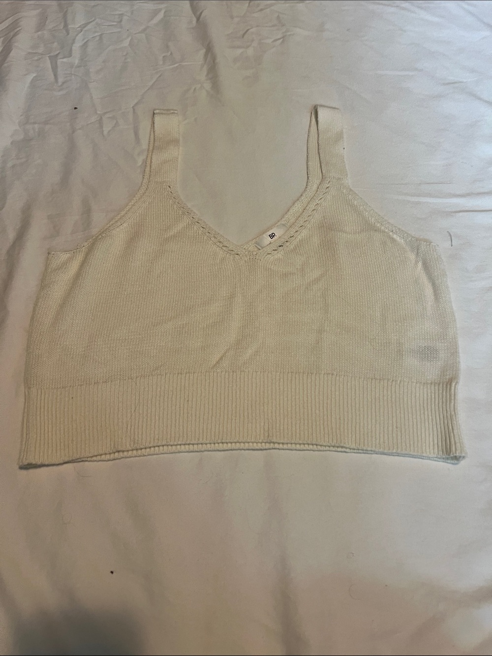 BP V-Neck Knit Crop Top - Cream